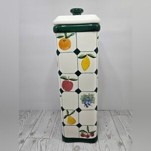 Vintage Fruit Pattern Ceramic Canister Jar